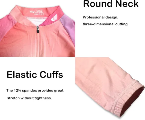 Vista 4 de Wulibike Camiseta de ciclismo para mujer, manga corta, camisetas de bicicleta para mujer, camiseta de ciclismo con tres bolsillos