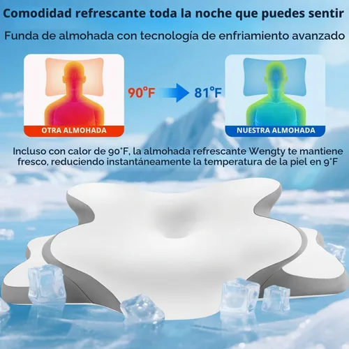 Vista 6 de Almohada para la apnea del sueño con alivio del dolor de cuello y ronquidos, almohada cervical ortopédica, almohada ergonómica de espuma Blanco