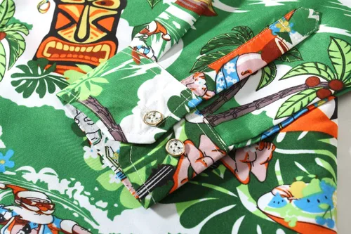 Vista 5 de SSLR - Camisas de Navidad para hombre, manga larga, hawaianas