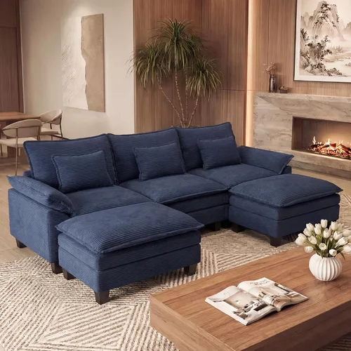 Vista 54 de URRED - Sofá seccional modular Cloud, sofá moderno en forma de L de 87" con profundidad de asiento con otomana y almohadas, ultra cómodo sofá