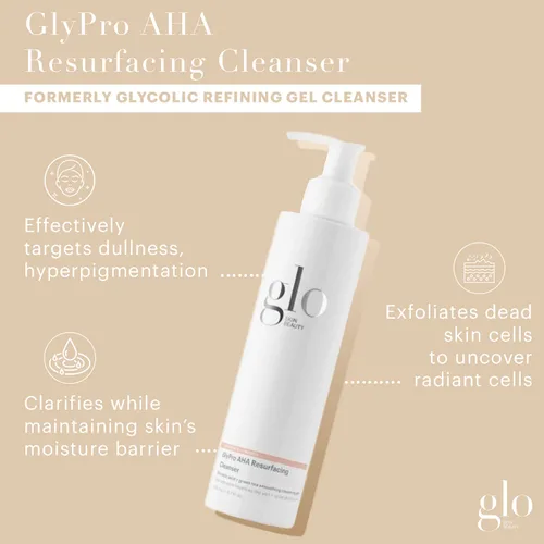 Vista 2 de Glo Skin Beauty GlyPro AHA Limpiador rejuvenecedor Limpiador de gel suavizante y refinador, textura focalizadora, opacidad, poros obstruidos