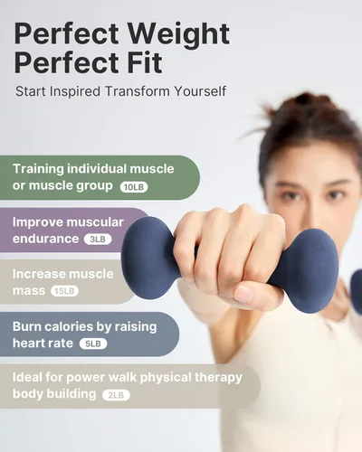 Vista 4 de YOTTOY Juego de mancuernas de 2, pesas de mano de 2-15 libras para mujeres, pesas de mano antideslizantes para gimnasio en casa, entrenamiento