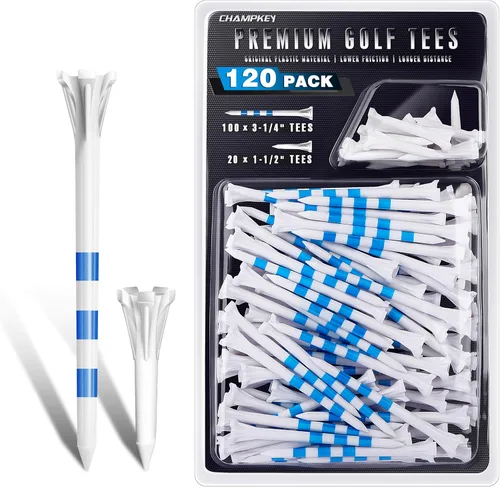 Vista 9 de CHAMPKEY Advanced 5-Prong Plastic Golf Tees 120 or 100 Pack - 50% Ball Contact Surface Optimization with Longer Distance Performance Golf Tees Blanco