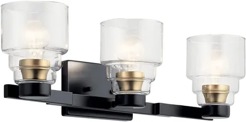 Vista 7 de Kichler Vionnet 55011BK - Lámpara de tocador con 2 luces de 14.5 pulgadas con cristal transparente en color negro