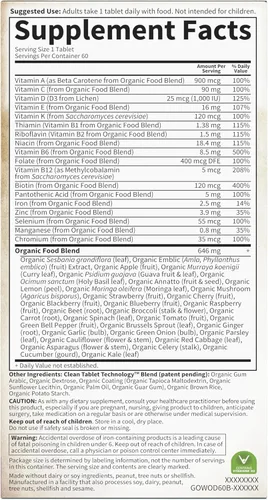 Vista 3 de Garden of Life Multivitamínico para mujeres y multivitamínico para hombres - mykind Tabletas orgánicas de suplemento vitamínico de alimentos