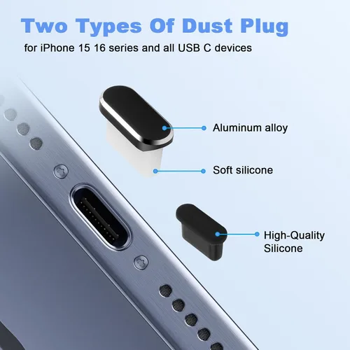 Vista 10 de Enchufe antipolvo USB C para iPhone 15, 16, 17, cubierta de puerto USB C, cubierta de altavoz de teléfono, limpiador de puerto de carga de teléfono