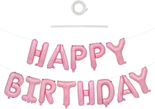 Vista 46 de TONIFUL Pancarta de Globos Negros de Feliz Cumpleaños de 16 Pulgadas con Letras de Papel de Aluminio Mylar, Cartel Banderín Reutilizable
