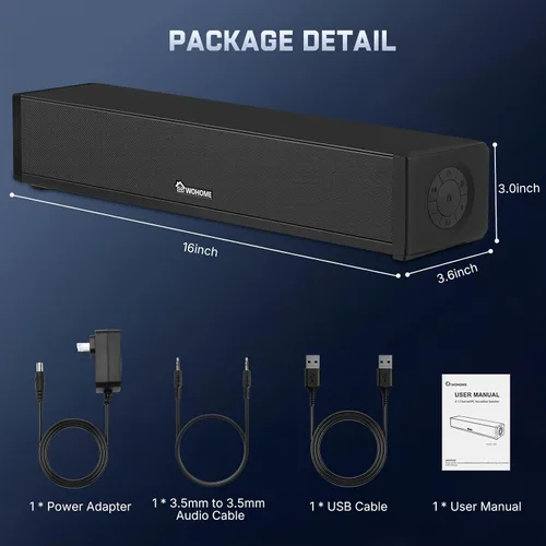 Vista 7 de Altavoces de computadora 2.1 para PC de escritorio, barra de sonido de computadora Bluetooth 5.3 con sonido de alta fidelidad, 7 modos de luz RGB