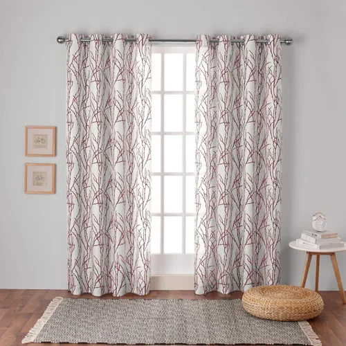 Vista 11 de Exclusive Home Branches - Par de paneles de cortinas de mezcla de lino con ojales, 54 x 84 pulgadas, negro