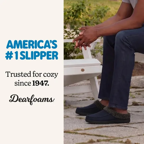 Vista 4 de Dearfoams Zapatilla de casa tipo zueco para hombre Brendan de espuma viscoelástica transpirable para interiores y exteriores con anchos amplios