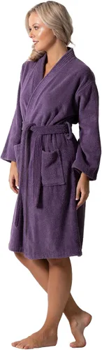 Vista 2 de Lujosas batas de baño absorbentes con cuello de rizo turco súper suave para mujer