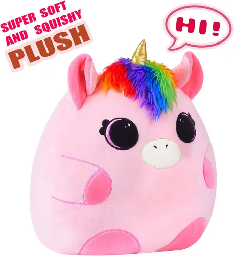 Vista 2 de Almohada grande de peluche de unicornio, tamaño grande, lindo y suave de 13 pulgadas de grasa Kawaii para abrazar, regalo para niños (unicornio)