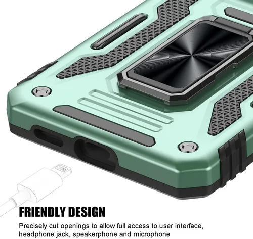 Vista 4 de Funda para Samsung Galaxy S24, a prueba de golpes, con cubierta deslizante para cámara y soporte de anillo giratorio + protector de pantalla