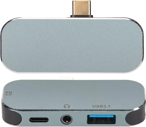 Vista 7 de Hub tipo C, 5 en 1 tipo C a PD, tipo C, USB3.1, AUX de 0.138 in, adaptador de concentrador USB C USB2.0 para Android para OS X
