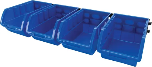 Vista 4 de Performance Tool W5196 Bandejas de almacenamiento grandes apilables de 4 piezas (9.25 x 6 x 5 pulg.)