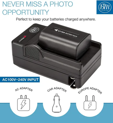 Vista 3 de BM Premium NP-FV50A Batería y cargador de alta capacidad para Sony FDR-AX30 FDR-AX33 FDR-AX53 FDR-AX700 FDR-AX100 FDR-AX35 HXR-MC50 HXR-MC88