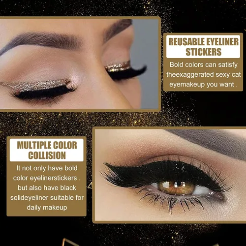 Vista 5 de Pestañas postizas, pestañas postizas de visón, 4 pares/juego de calcomanías delineadoras de ojos, reutilizables, coloridas, belleza, moda, línea