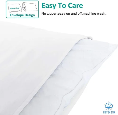 Vista 3 de Cotton Star Fundas de almohada 100% algodón orgánico de 600 hilos, fundas de almohada de algodón blanco de primera calidad, fundas de almohada