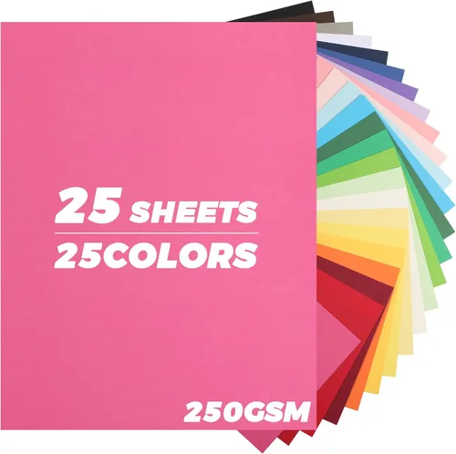 Vista 11 de 24 hojas de papel de cartulina de 6 colores de 8.5 x 11 pulgadas, papel de doble cara de 92 libras/8.82 oz/m², papel grueso de construcción