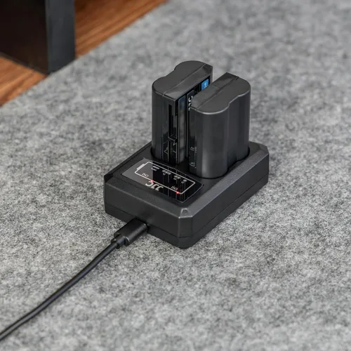 Vista 8 de JJC BLX-1 Cargador de batería USB de doble ranura para cámaras Olympus OM-1 Mark II OM1 OM-3 OM3, cable de carga USB a USBC, con protección contra