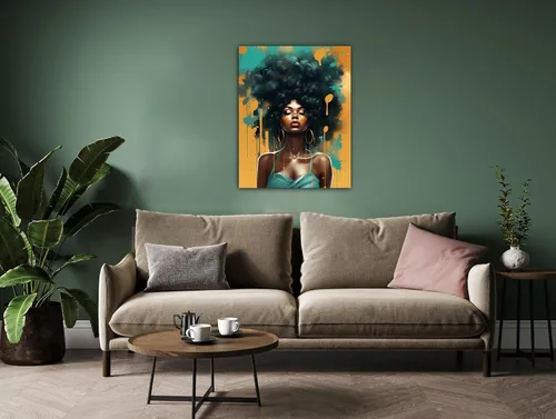 Vista 182 de Arte de pared afroamericano, decoración de rey y reina bailarín negro para sala de estar, arte de pareja de amor negro para dormitorio, lienzo