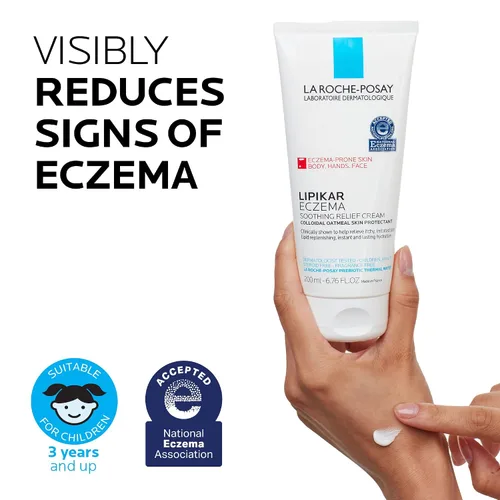 Vista 5 de La Roche-Posay Lipikar Crema Calmante de Alivio para Eccema, Loción Facial y Corporal Para Eccema y Piel Sensible y Seca, Hidratante con Avena