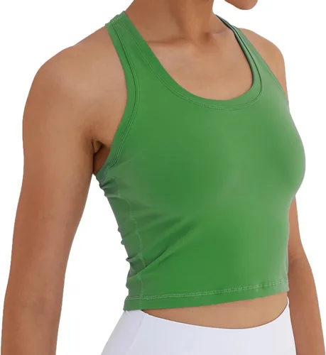 Vista 3 de Camiseta corta sin mangas con espalda cruzada para mujer, para correr, entrenamiento, yoga