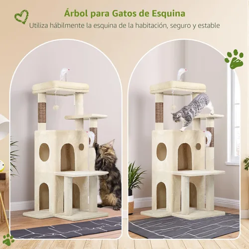 Vista 2 de Globlazer Torre de árbol para gatos de interior, casa de árbol para gatos adultos de 50 pulgadas para gatos adultos grandes con escalones, poste