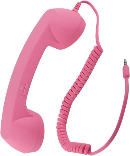 Vista 9 de Auricular de teléfono para teléfono celular, teléfono retro rosa con conector de 0.138 in, receptor de teléfono móvil, auriculares antiguos