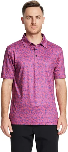 Vista 2 de Golf Shirts for Men Dry Fit Short Sleeve Print Performance Moisture Wicking Polo Shirt