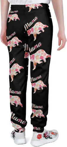 Vista 3 de Mama Bear Floral Soft Womens and Mens Sweatpants Cozy Fit Elastic Athletic Lounge Pants Workout