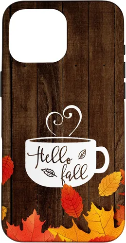 Vista 19 de Hello Fall - Taza de café para iPhone 16, diseño de hojas de otoño