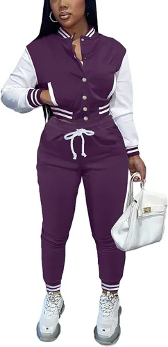 Vista 21 de Fooullaide - Chaqueta varsity para mujer con sudadera, conjunto de 2 piezas, sudadera con capucha, chaqueta de botones estilo letterman, conjunto