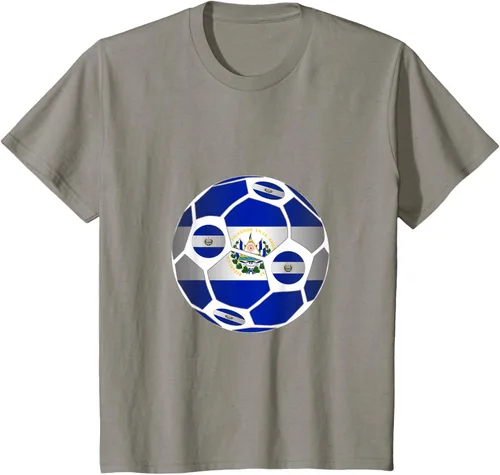 Vista 6 de Bandera de El Salvador balón de fútbol Hombres Mujeres equipo ventilador camisa, Pizarra