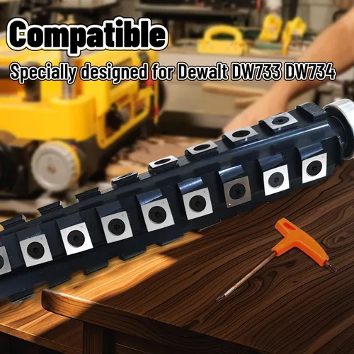 Vista 6 de Cabezal de corte helicoidal en espiral de 12-1/2 pulgadas para cepilladora Dewalt DW733 DW734, 4 filas con 54 piezas de insertos de carburo