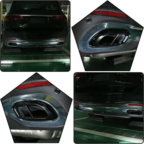Vista 3 de Acero inoxidable para Mercedes Benz GLE 350 GLE 450 GLC GLS W167 X253 X167 2020 Accesorios de tapa de cola de tubo de escape de silenciador exterior