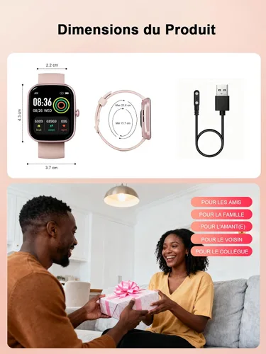 Vista 7 de invens Men's Women's Smart Watch with Bluetooth Call Smartwatch with Pedometer Heart Rate Monitor Oximeter Sports Watch for iPhone Android