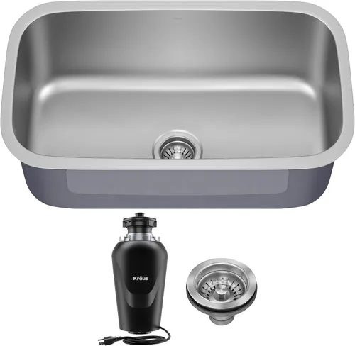 Vista 16 de Kraus KBU11 - Fregadero de cocina de acero inoxidable de 19 3/4 pulgadas, fregadero de cocina duradero de calibre 18 de un solo tazón