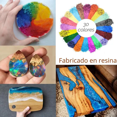 Vista 4 de Polvo de mica, pigmento de 30 colores, polvo de mica natural de grado cosmético brillante para resina epoxi/bombas de baño/vela/jabón, brillo