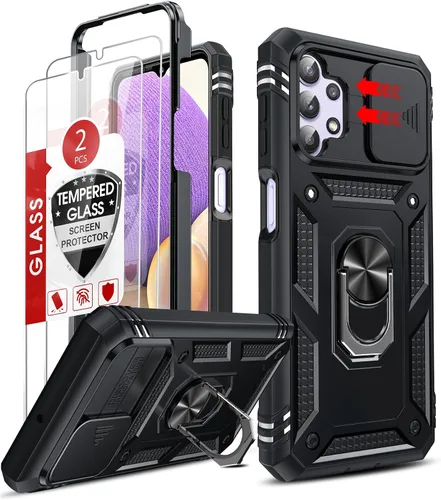Vista 9 de LeYi Funda compatible con Samsung Galaxy A12: 2 protectores de pantalla para Galaxy A12 con cubierta de cámara deslizante, cubierta de grado militar