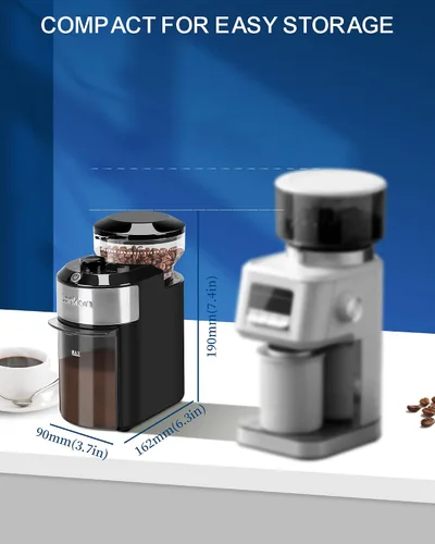 Vista 11 de Lonkion Molinillo de café eléctrico de rebabas - Molinillo de rebabas ajustable con 28 ajustes precisos de molienda para 12 tazas - Molinillo