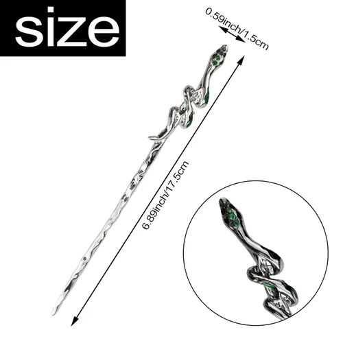 Vista 2 de Paquete de 4 palitos para el cabello con diseño de serpiente para cabello largo, accesorios para el cabello 2 en 1, horquilla de estilo chino
