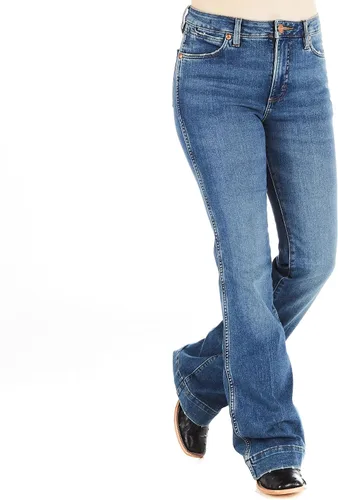 Vista 2 de Wrangler Pantalones de mezclilla retro de tiro alto para mujer, corte de bota, color oscuro