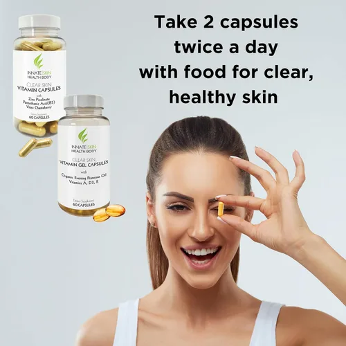 Vista 6 de Clear Skin - Paquete de vitaminas para el acné 20 antioxidantes, botánicos, minerales y vitaminas Pastillas hormonales y quísticas para el acné