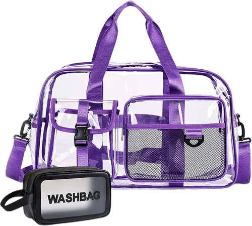 Vista 30 de Bolsa de Gimnasio Pequeña para Mujer, Bolsa de Lona de Viaje, Bolsa de Fin de Semana con Compartimento para Zapatos