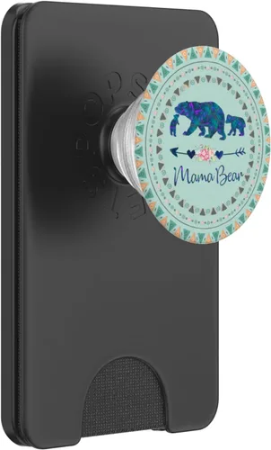 Vista 8 de PopSockets PopSockets Swappable PopGrip - Mamá Oso de dos bebés en menta verde