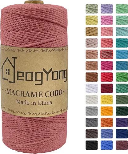 Vista 13 de JeogYong Cuerda de macramé de 0.078 pulgadas x 218 yardas, cuerda de algodón natural torcida de 3 hebras, cuerda de algodón de color para colgar