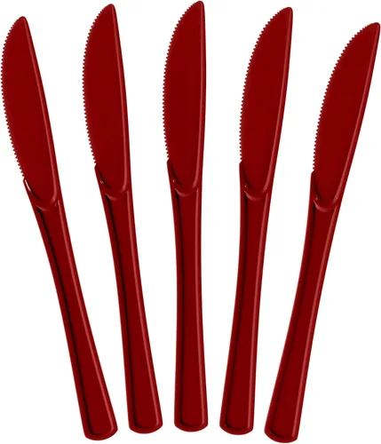 Vista 24 de Exquisite Cuchillos de plástico negro, 50 piezas, cuchillos negros, utensilios desechables, juego de cubiertos de plástico resistente