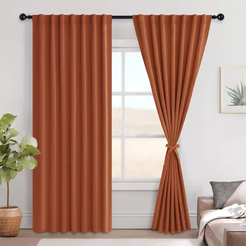 Vista 101 de Hiasan Cortinas opacas negras para dormitorio, cortinas opacas cortas de 45 pulgadas de largo, con aislamiento térmico, bolsillo para barra