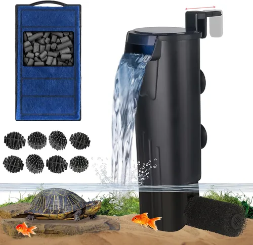 Vista 14 de Filtro de tanque de tortuga Filtro de peces de acuario con luz U-V para grandes 40-150 galones